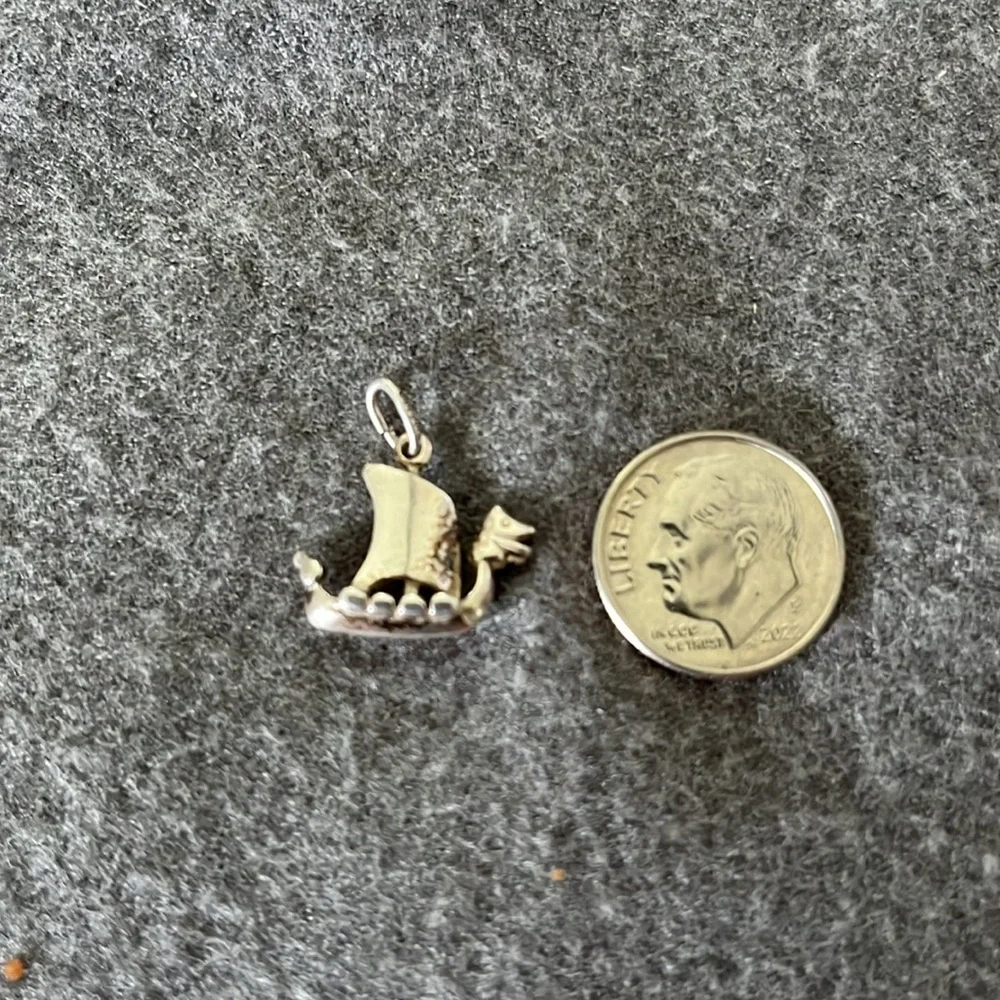 Sterling Viking Longboat Dragon Charm - Picture 3 of 6